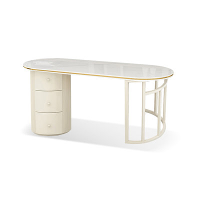 Bureau de direction avec tiroirs White Oval Sintered Stone