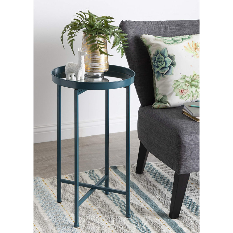 Table de bout élégante en métal argenté et blanc - Accent parfait pour les espaces de vie contemporains, Transparent, Brun