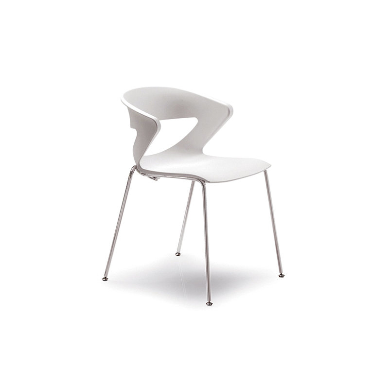 Kreature Stackable Plastic Seat Waiting Room Chair with Metal Frame, White