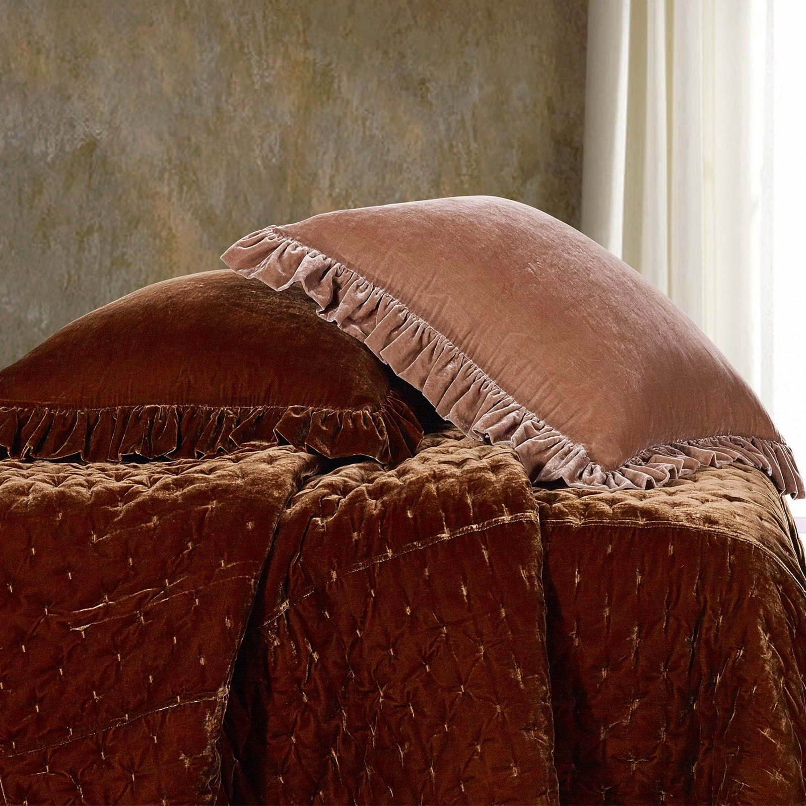 Stella Velvet Shams, Copper Brown