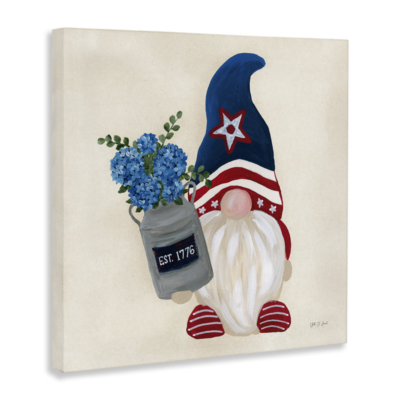 Art mural sur toile Gnome & Americana Bouquet par Yvette St. Amant, H 24 po x l 24 po
