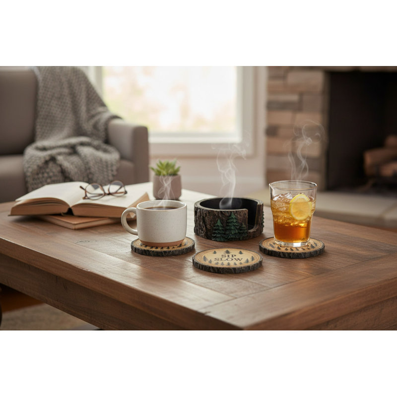 COZY PINES LOG SLICE COASTERS