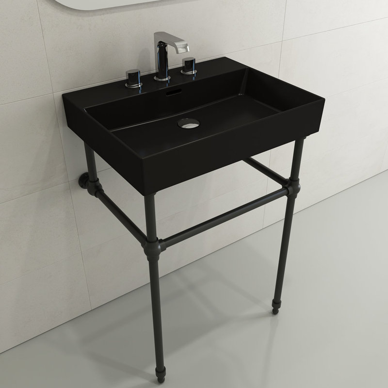 Milano 23.82'' L Bathroom Sink, Matte Black, Single-Hole