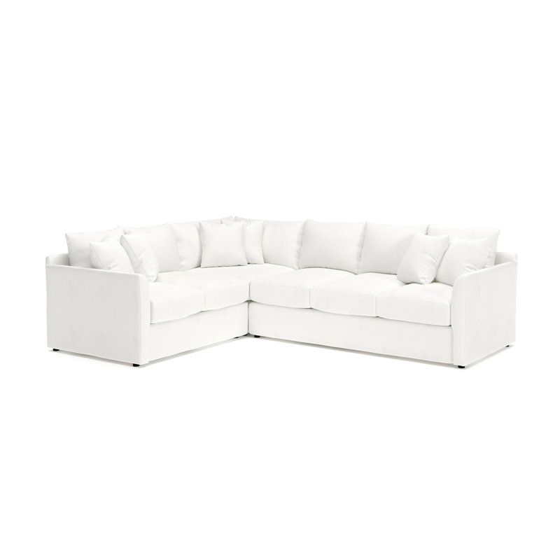 Cecelia Upholstered Sectional, Classic Bleach White Twill, Left Hand Facing