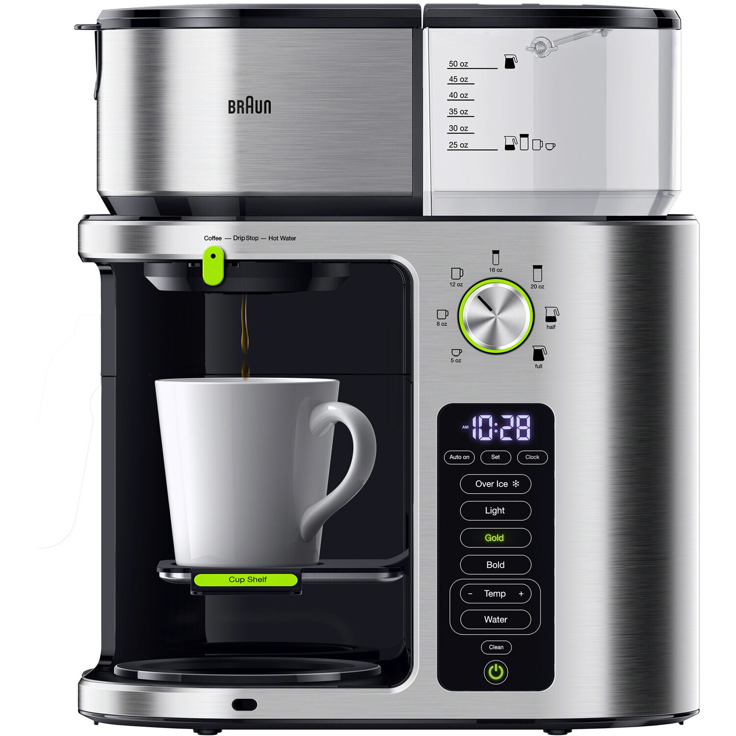 10-Cup Drip Coffee Maker with Touch Screen,Built-In Burr Coffee