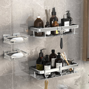 Corner Shower Caddy, 1 Pack Self Adhesive Bathroom Organizer, No Drilling  Bathroom Storage Shelves Shower Rack, Wall Mounted Shampoo Holder Rack for  RV Apartment Kitchen (1 Pack-Black) 