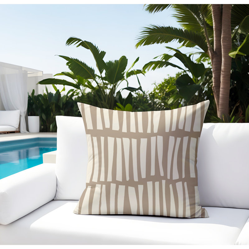 Coussin décoratif réversible Clayton, H 17 po x l 17 po, Beige/blanc cassé