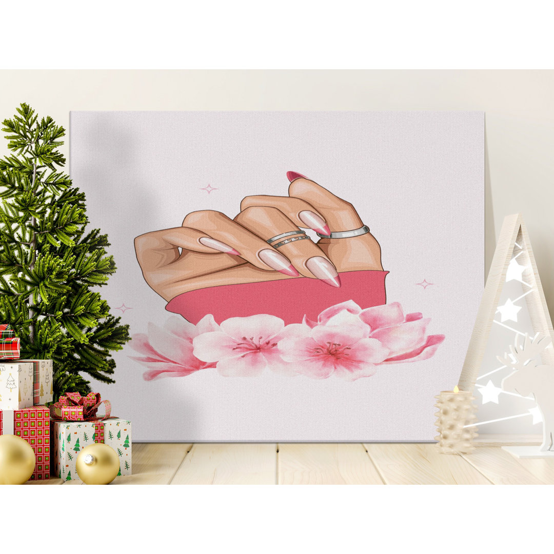 Manicure Canvas Wall Art, Floral Hand Canvas Print, Ready to Hang Art, Archival Quality, Gallery Wrapped, Statement Piece, Modern Decor