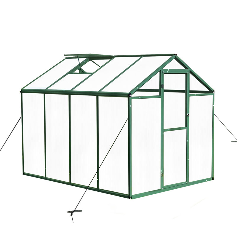 Gain à hauteur de serre résistante au vent 6 pi x 8 pi - La construction sans rendez-vous pour le jardinage améliore la croissance et le développement des plantes Le polycarbonate d'aluminium crée un environnement toute l'année