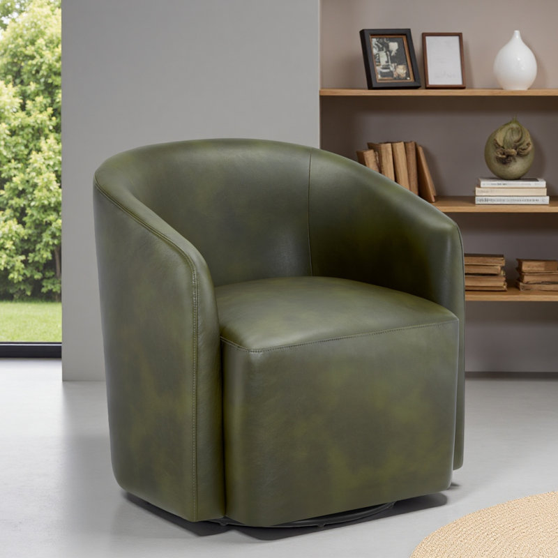 Fauteuil demi-tonneau pivotant en similicuir, Vert