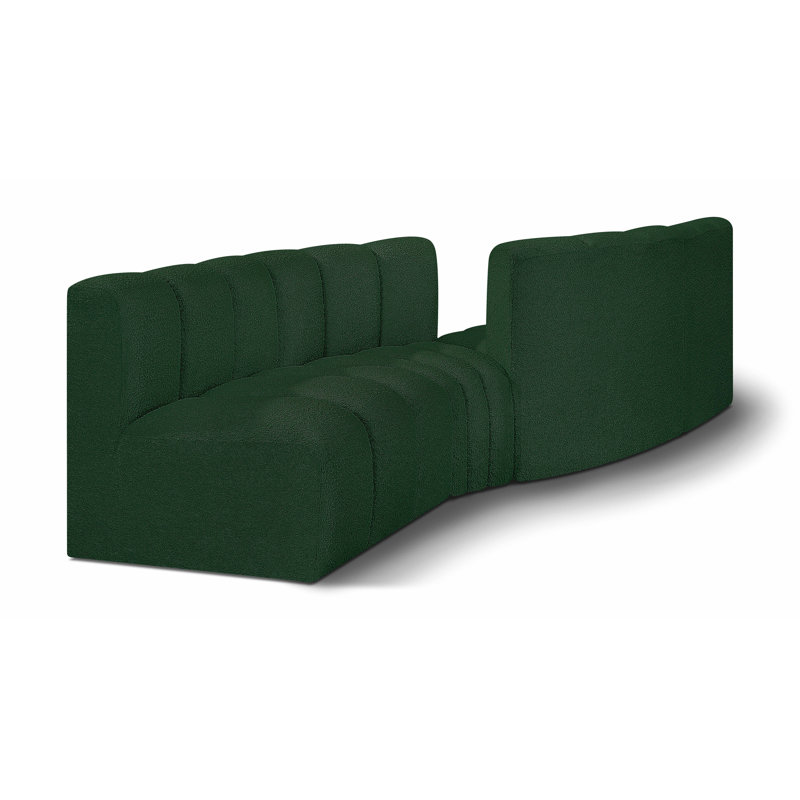 Canapé et méridienne rembourrés Iziah, Tissu bouclé vert