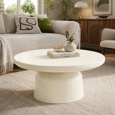 80 cm Round Cream White Coffee Table