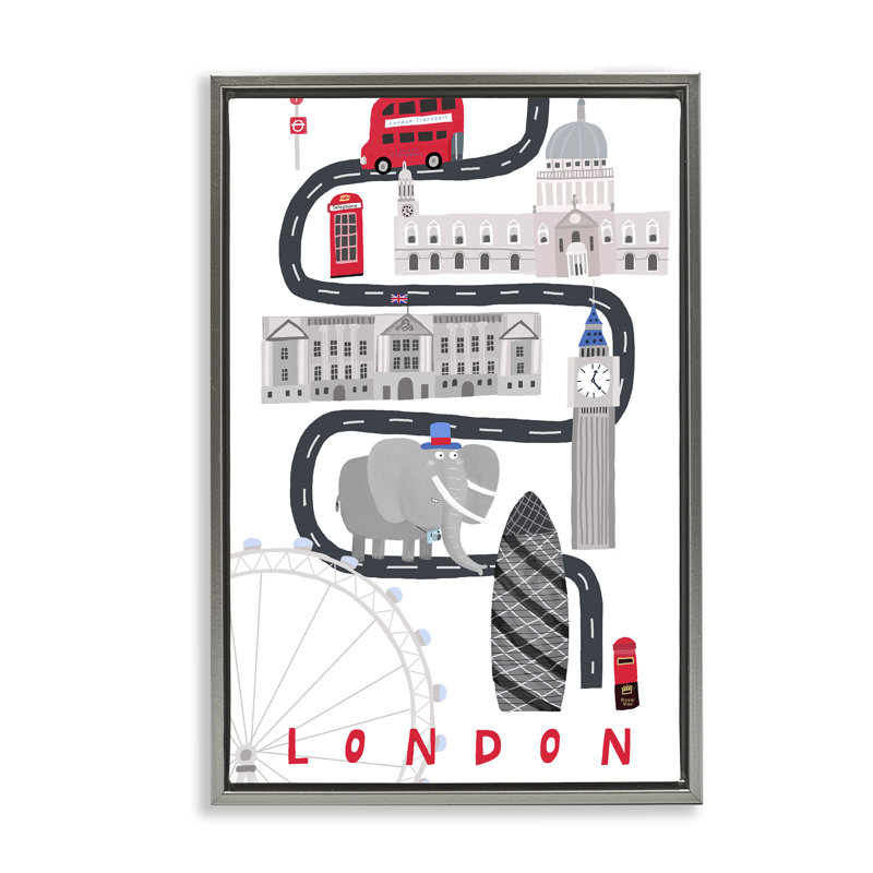 Cadre flottant London City, par Carla Daly, H 25 po x l 17 po, Cadre flottant gris lustré