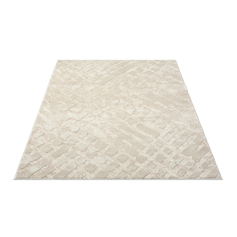 Tapis moderne à motif géométrique rustique beige crème Abani Rugs, Rectangle 2 pi x 3 pi