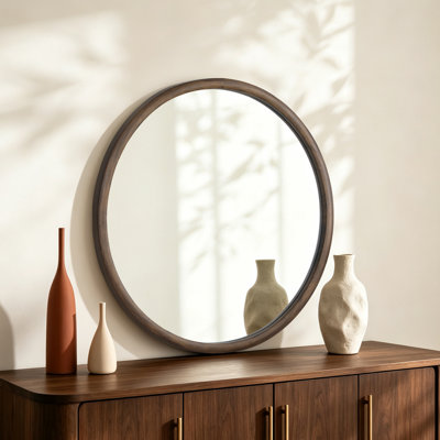 Miroir rond brun pour cadre mural