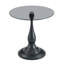Table d'appoint vintage en métal noir mat, plateau rond en verre trempé gris translucide de 50 cm, pied en forme de vase, idéale pour le salon ou la chambre.-1691233120-1691233129