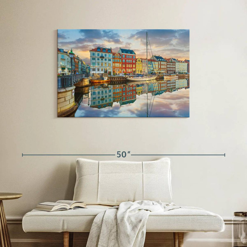 Coucher de soleil sur le canal de Nyhavn, H 26 po x l 39 po