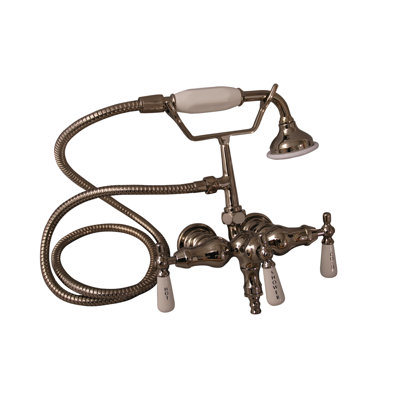 Double Handle Wall Mounted Clawfoot Tub Faucet Trim with Handshower -  Barclay, 4025-PL-PN