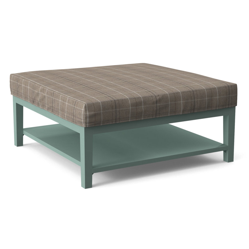 Hammond Square Ottoman, Taupe Plaid; 0126-73, Antique Black Finish