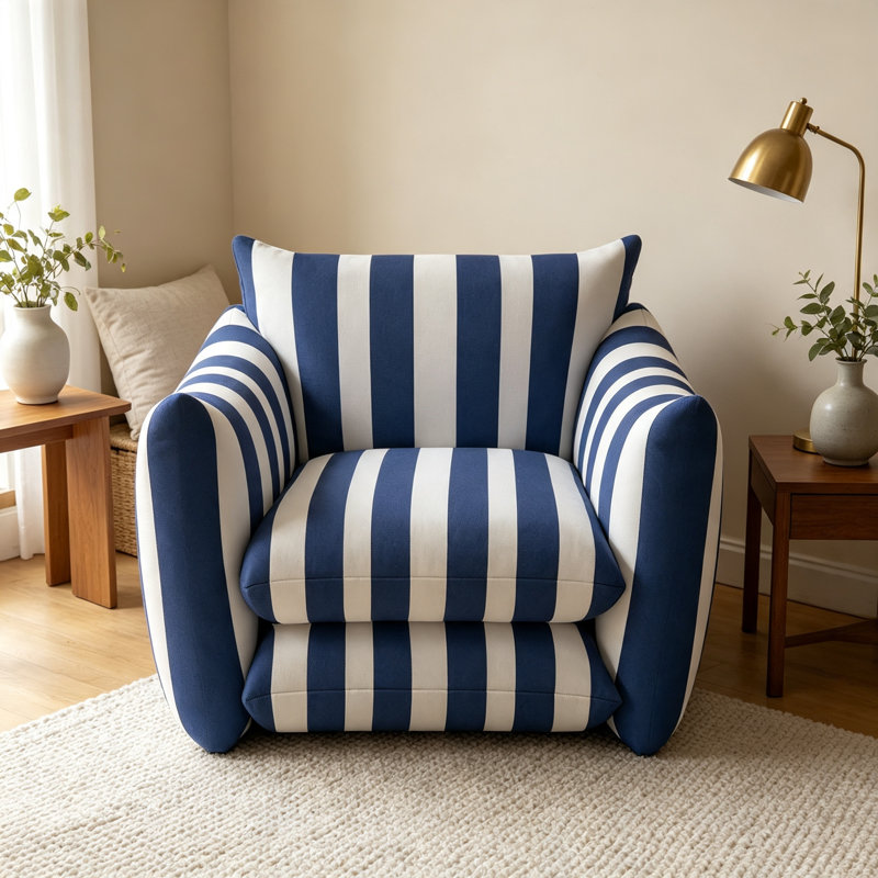 Canapé Simple, L 41,34 po, Mélange de coton bleu, Bleu