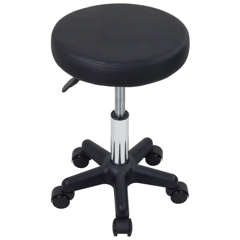 Tabouret rond à roulettes, Noir, noir, noir, noir
