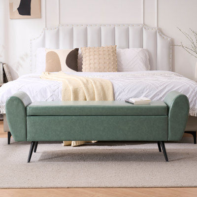 Shaneta 55"W Vegan Leather Storage Bench Storage Ottoman for King Size Bed
