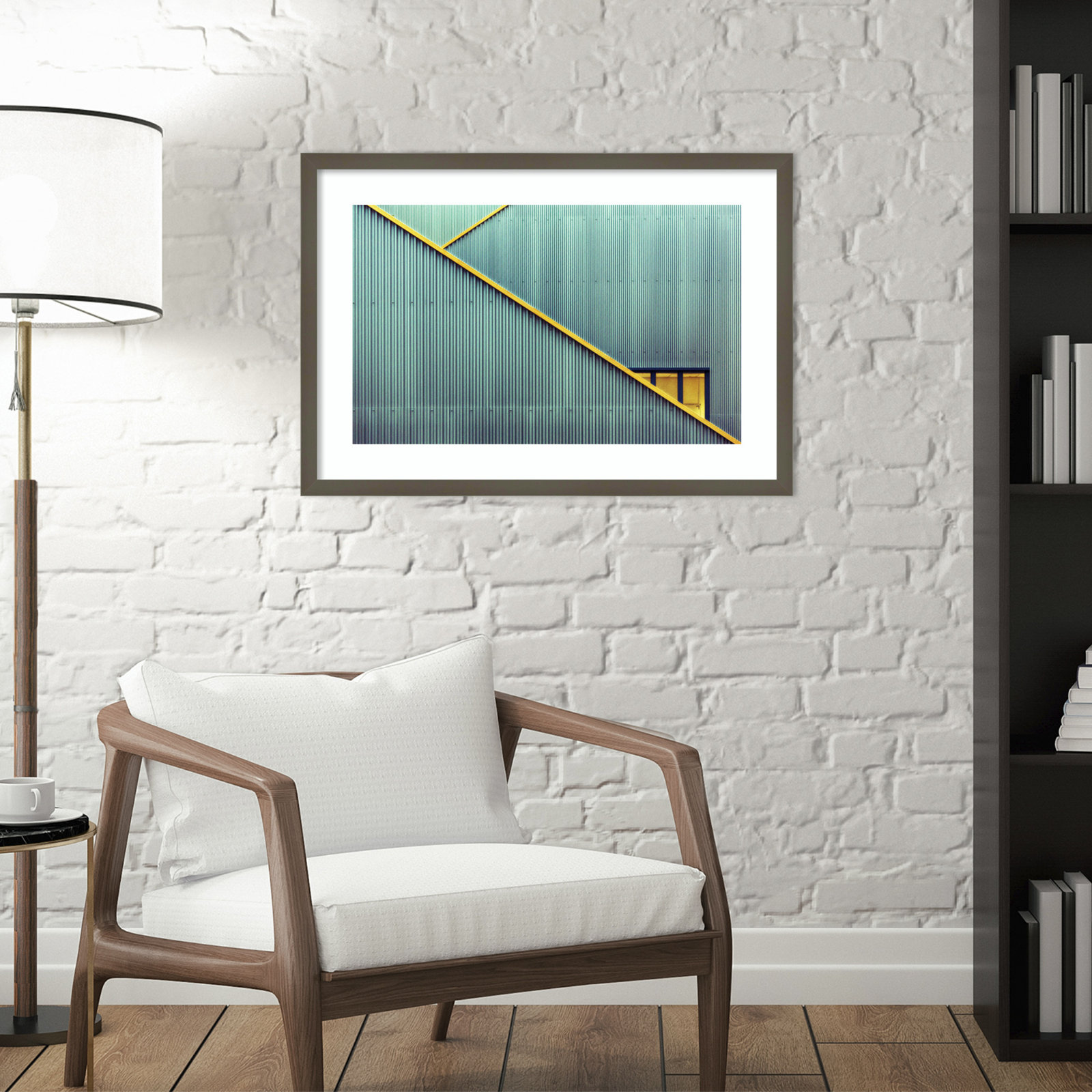 Stairs by Jan Niezen, Gray Framed Paper, 24.25" H x 34.38" W x 0.88" D