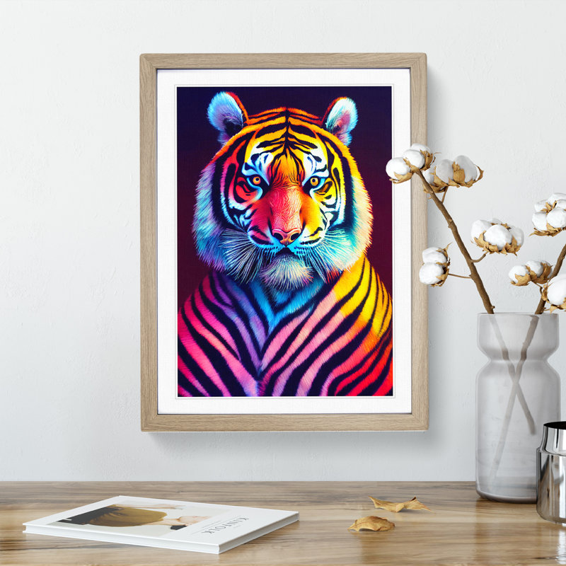 Tiger - Framed Print, Oak Framed, 64cm H x 46cm W x 2cm D