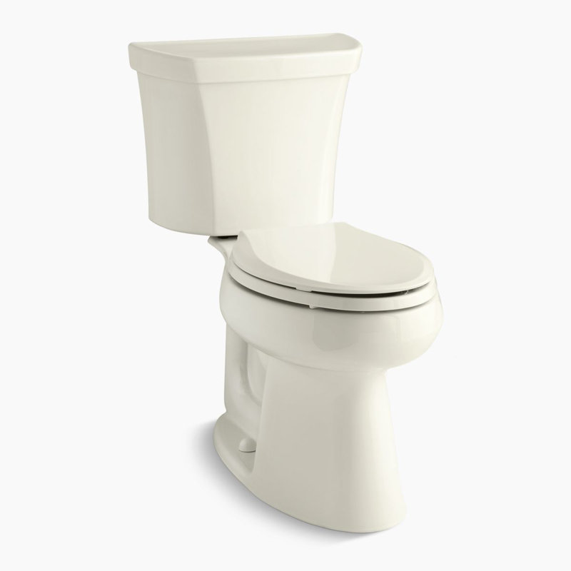 Highline Elongated Two-Piece toilet, Biscuit, Right-Hand, No