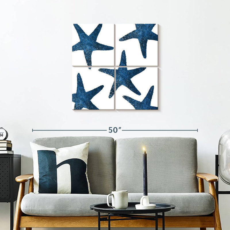 Navy Starfish Collage, 26" H x 26" W