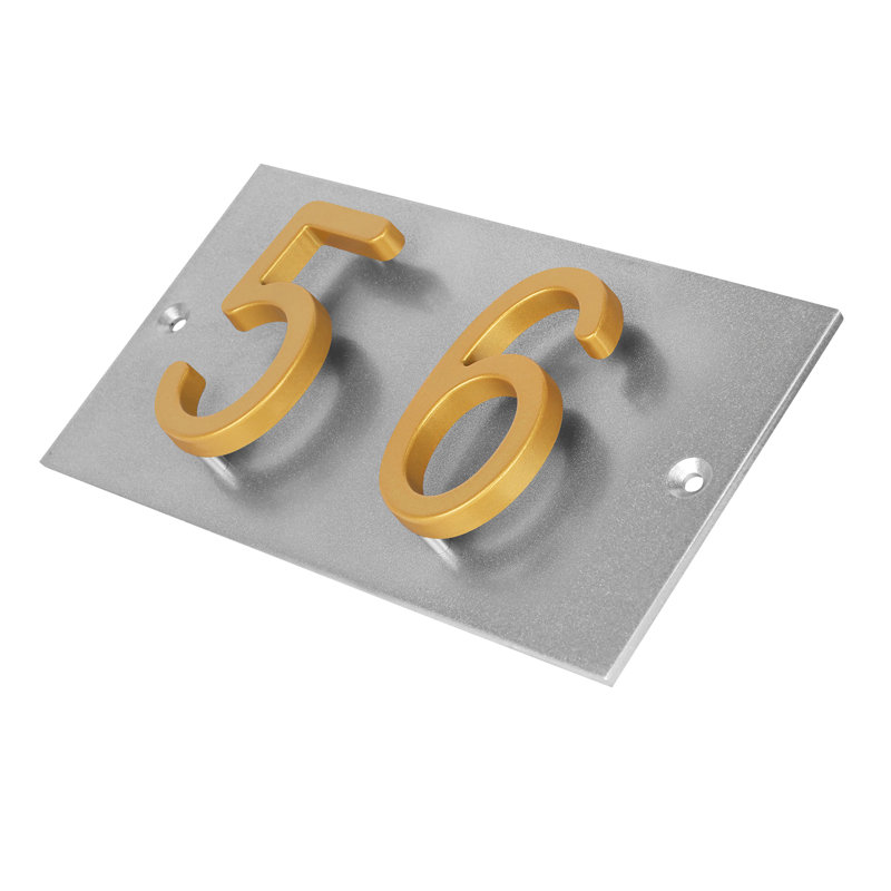 Plaque d'adresse horizontale flottante en aluminium Royal Shade - numéros de maison personnalisés à 2 chiffres pour des espaces intérieurs et extérieurs élégants
