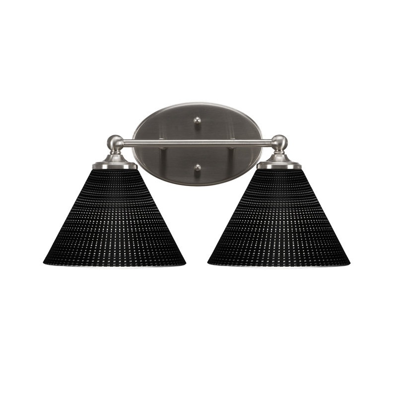 Barre d'éclairage de salle de bain Aitkens avec verre noir mat 7 po, Nickel brossé, 2