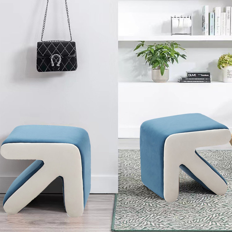 Velvet Ottoman, Blue Velvet