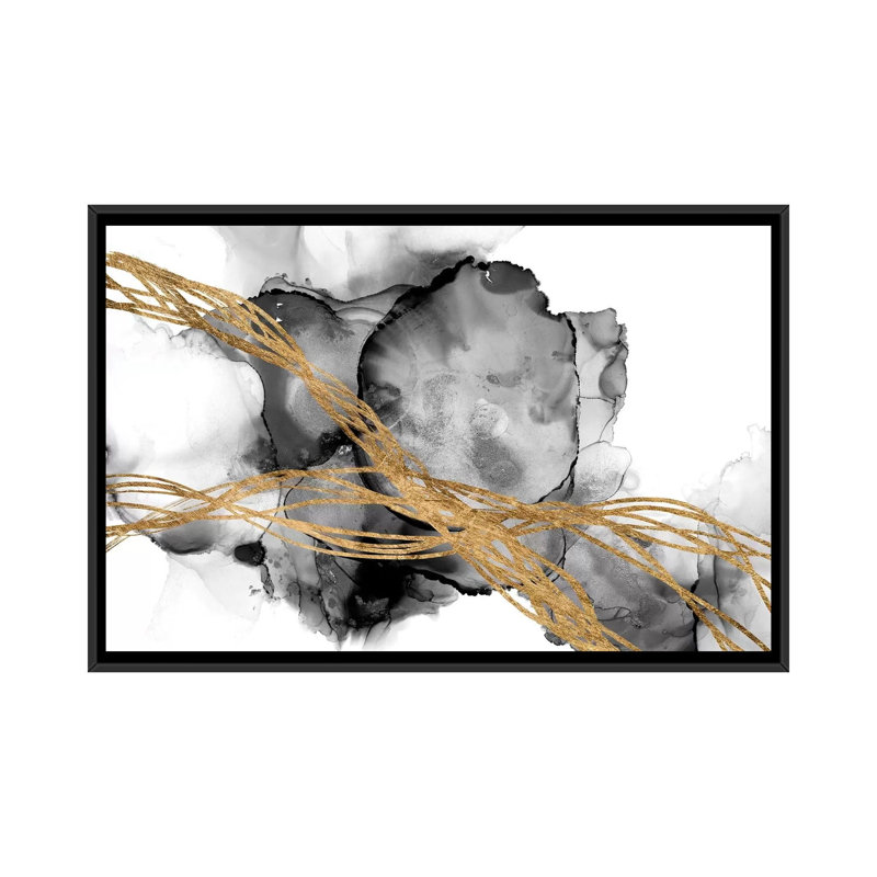 "Matrix undulation I" par Jennifer Goldberger-impression, H 26 po x l 40 po x 1,5 po, Toile avec cadre noir