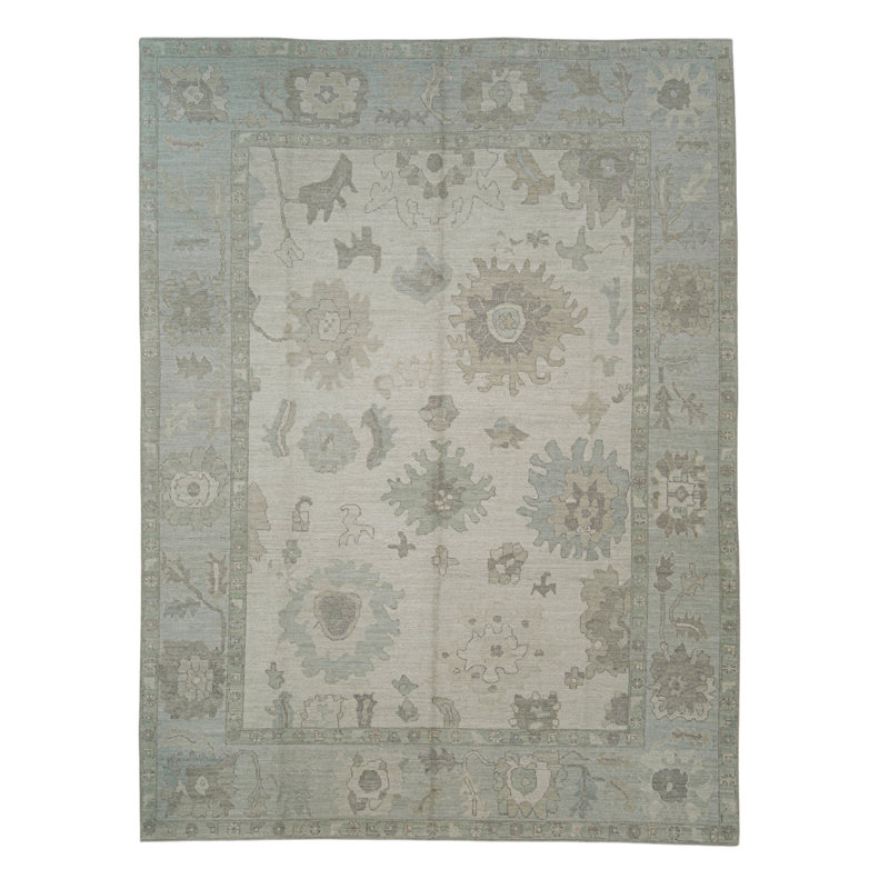 Tapis turc Oushak fait à la main 10 pi 2 po x 14 pi 2 po