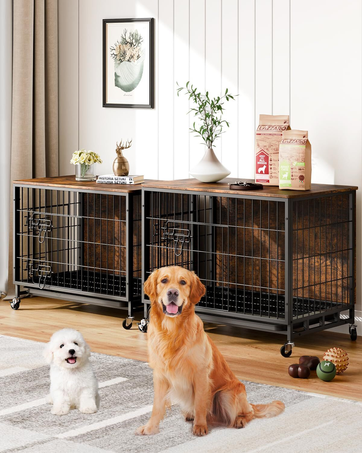 View of Tucker Murphy Pet™ Dog Crate Furniture, Double-Doors Dog Kennel Indoor ...