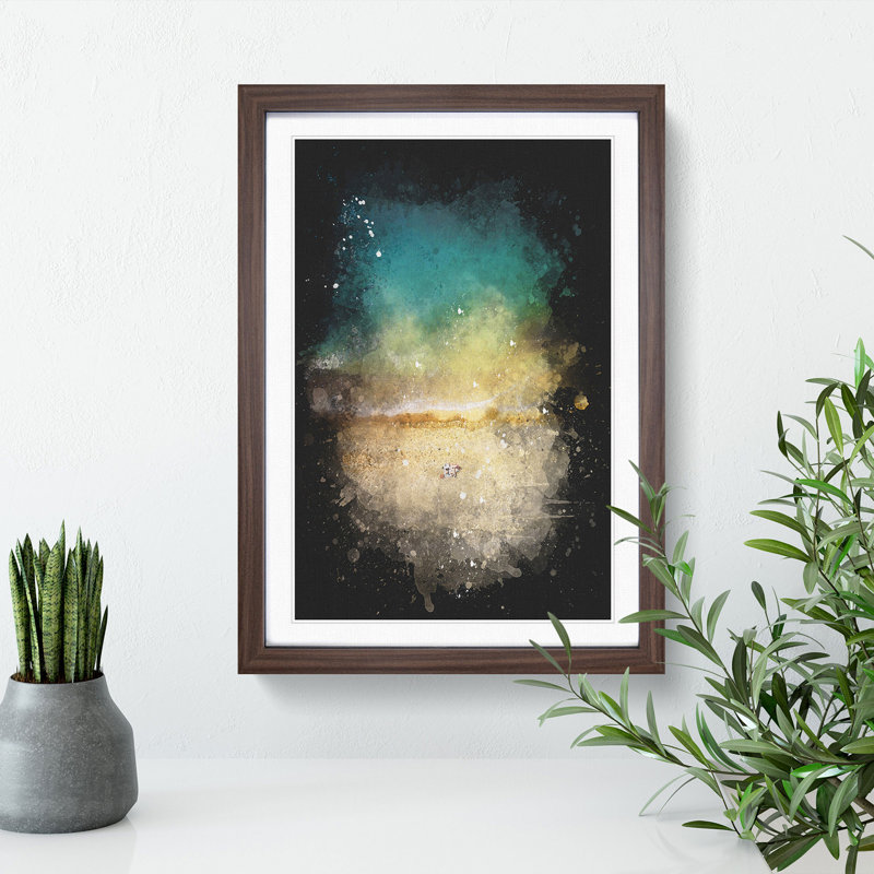 Aerial View of Brighton Beach - Picture Frame Graphic Art Print, 63cm H x 45cm W x 2cm D, Walnut Framed