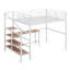 Lit mezzanine double pleine grandeur - Bureau et échelle de rangement latérale inclus