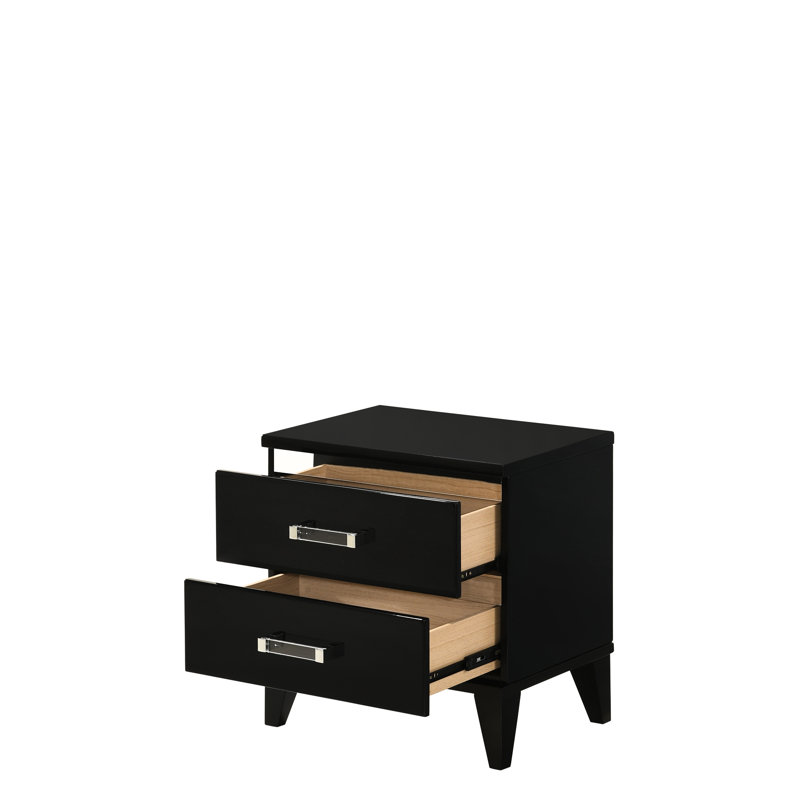 Table de chevet deux noir avec attrait moderne - Mises à jour de la capacité de rangement de la chambre à coucher