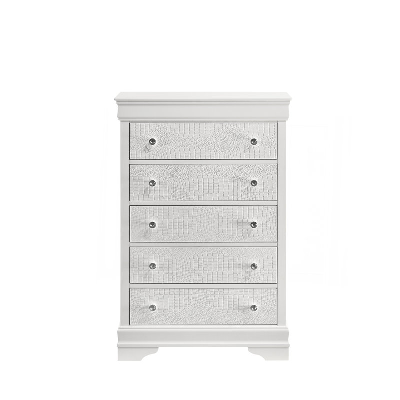 Commode 5 tiroirs Blaze, Blanc