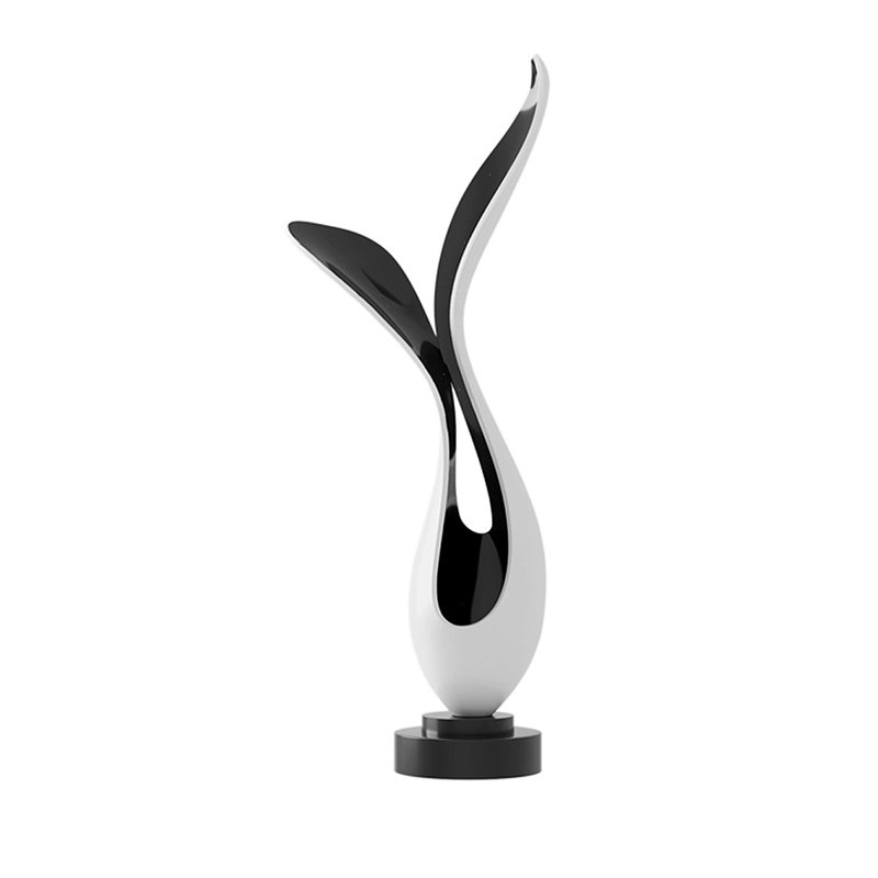 Objet de décoration moderne en verre et acier, Blanc/Noir
