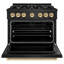 ZLINE 36" Classic Dual Fuel Black Stainless Convection Oven Range w/ 6 Brass Burners-207614595