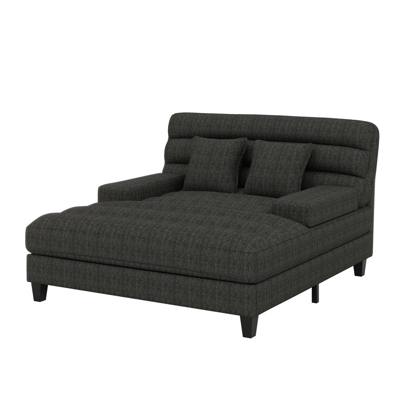 Méridienne moderne, dossier rembourré en chenille avec dossier réglable et bande lumineuse à DEL, Gris