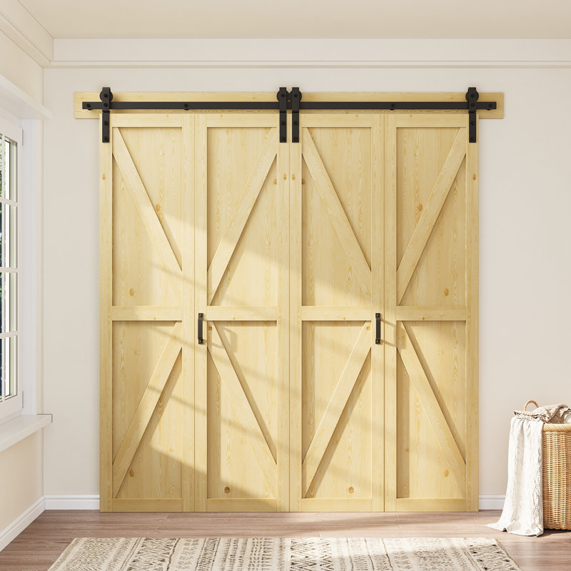 Porte de grange pliante K / Plank 84 po H 84 po, Jaune, 80 po x 84 po