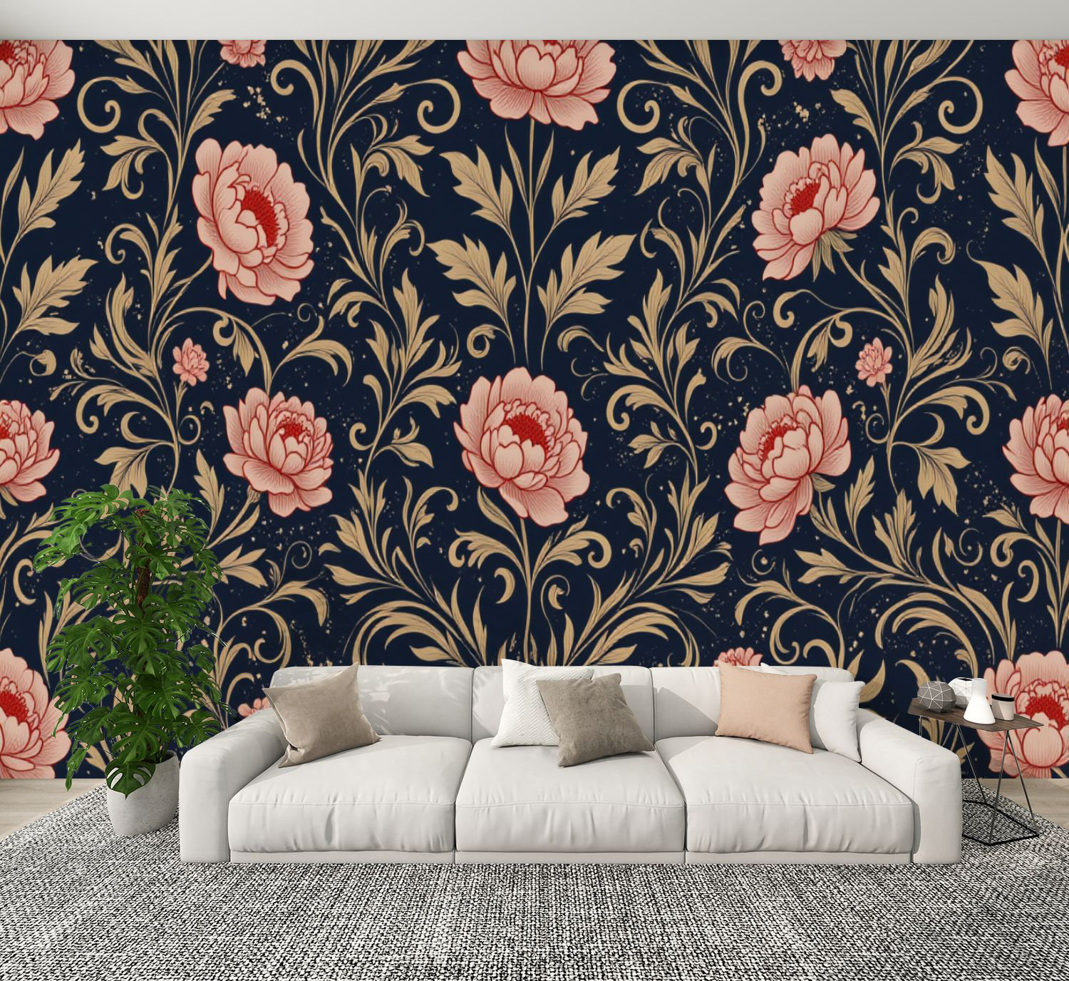 Red Barrel Studio Peel and Stick Wallpaper Vintage Floral Pink Beige ...