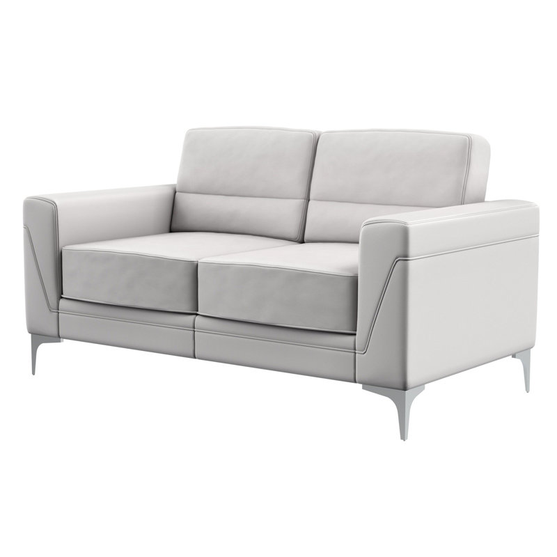 Revêtement gris avec pieds en métal et carrés de 65,22 po de profondeur x 35,33 po de largeur et 35,33 po de hauteur