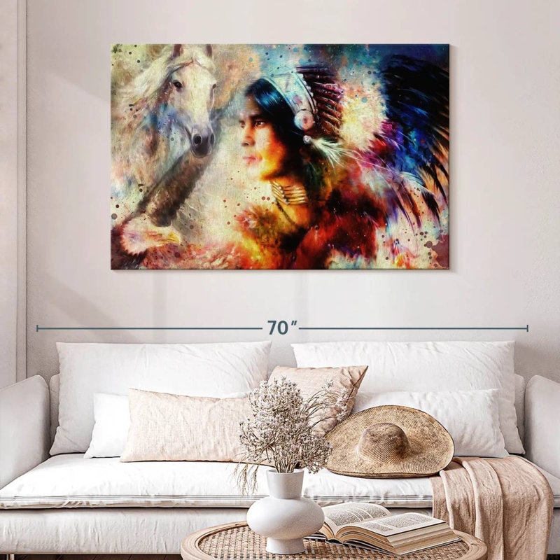 Lelar American Indian Warrior, 32" H x 48" W