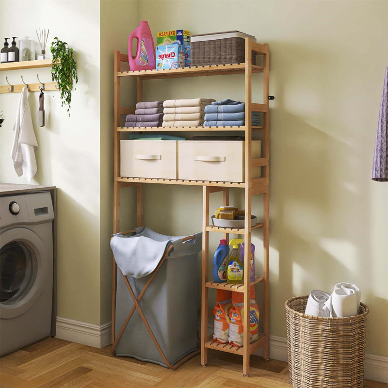 Aadhith Bamboo Over The Toilet Storage, Yellow