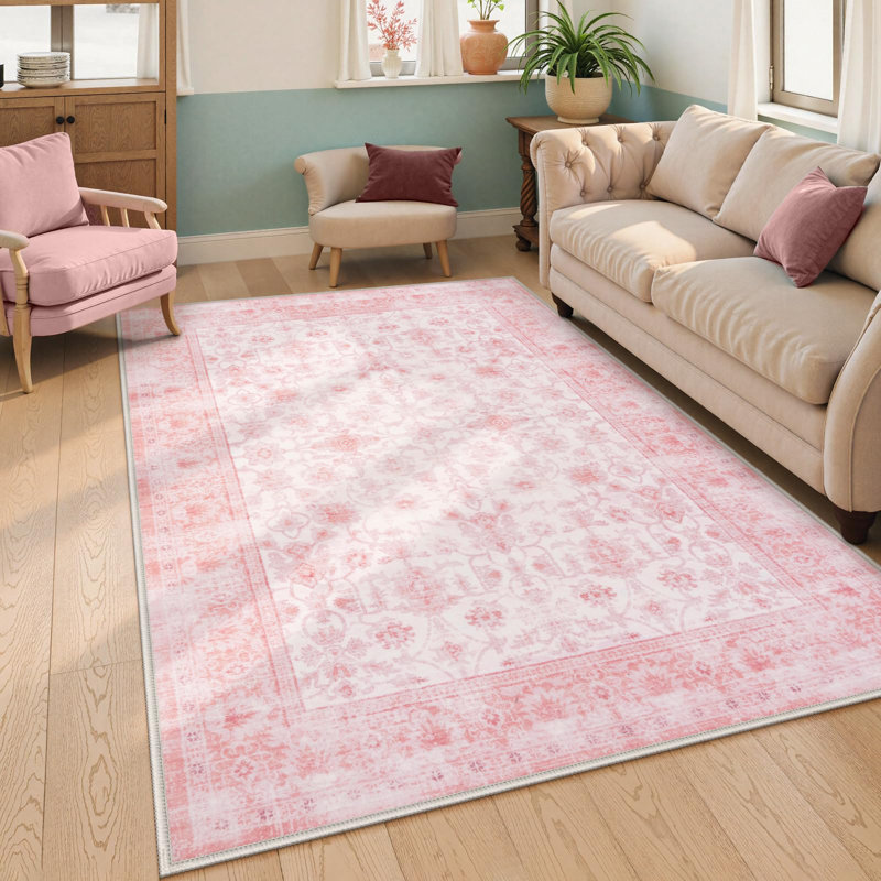  Tapis en peluche Grand Persian Bloom - Élégant accent floral avec base antidérapante, Rectangle 5 pi x 7 pi