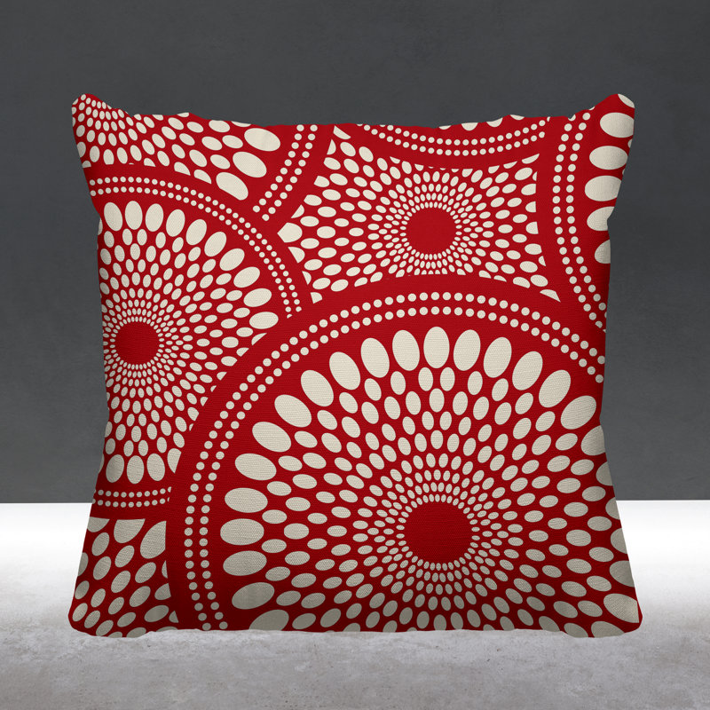 Coussin intérieur / extérieur Penn Tribal Abstract, Rouge, L 19 po x H 19 po